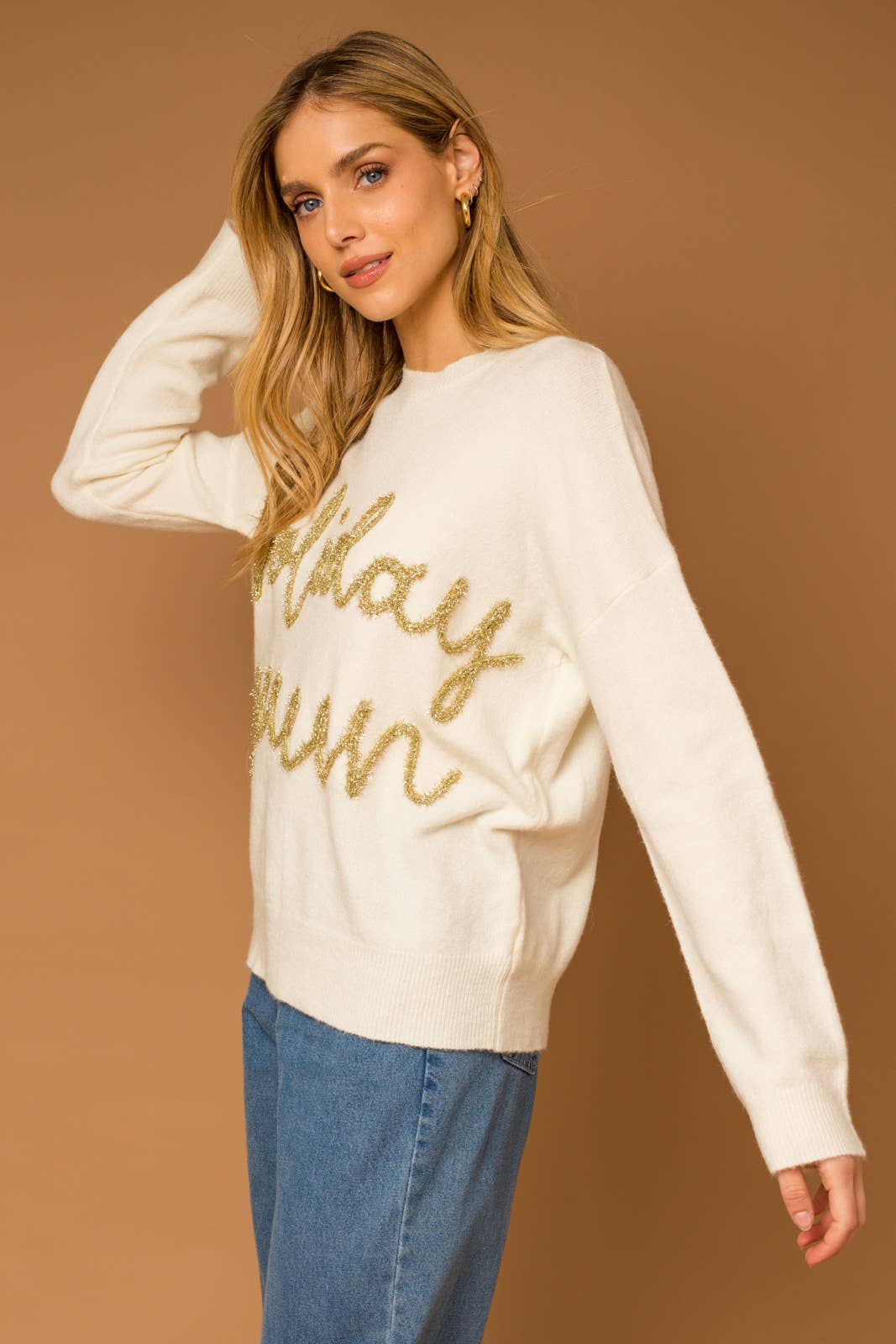 GILLI - "HOLIDAY QUEEN" PULLOVER SWEATER: White / S