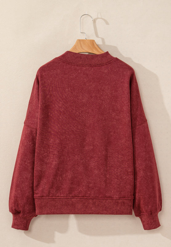 Mock Neck Dropped Shoulder Sweatshirt