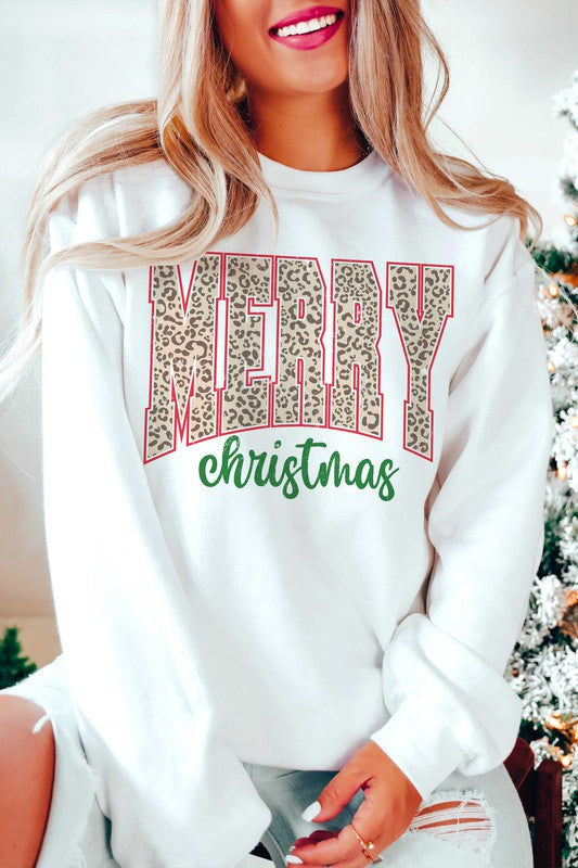 LEOPARD MERRY CHRISTMAS Graphic Sweatshirt