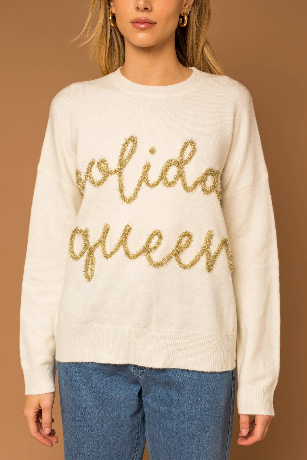 GILLI - "HOLIDAY QUEEN" PULLOVER SWEATER: White / M