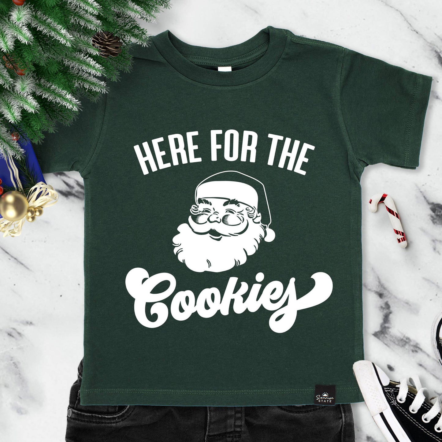 Sonrise State - Here for the Cookies Santa Claus Boy's Christmas T-Shirt