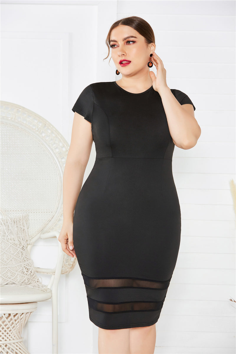 Plus Size Mesh Detail Midi Dress