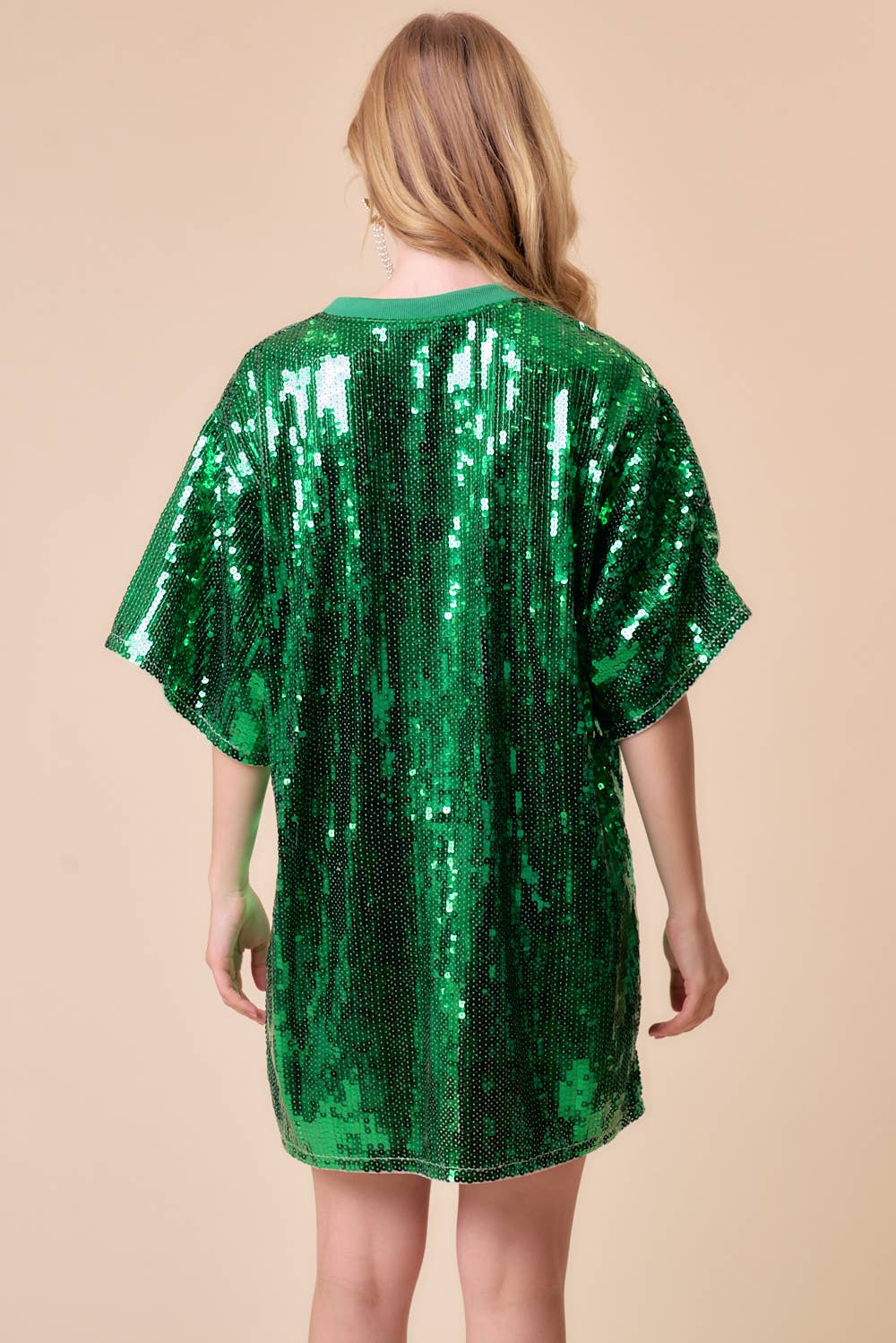 Main Strip - Santa Baby Green Sequin Oversized Dress Holiday Party Outfit