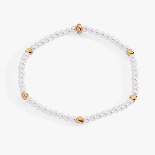 Heart and Pearl Stretch Bracelet