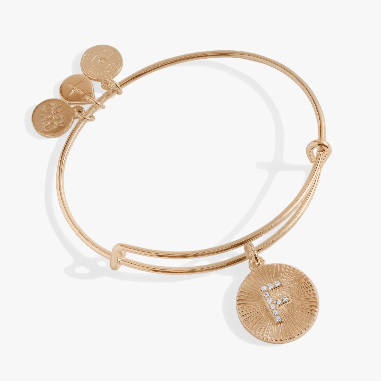 Initial F Pave Starburst Texture Bangle